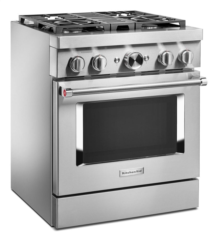 Kitchenaid KFGC500JSS Kitchenaid® 30'' Smart Commercial-Style Gas Range With 4 Burners - Heritage Stainless Steel