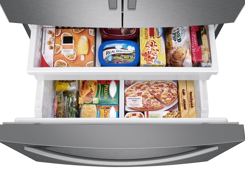 Samsung RF27T5501SR 26.5 Cu. Ft. Large Capacity 3-Door French Door Refrigerator With Family Hub™ And External Water & Ice Dispenser In Stainless Steel