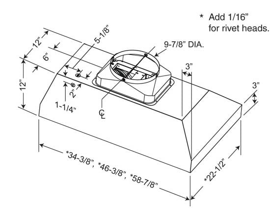 Best Range Hoods CPDI602SB 58-7/8" Custom Hood Liner Insert Designed For Outdoor Cooking In Covered Lanais 1250 Max Cfm