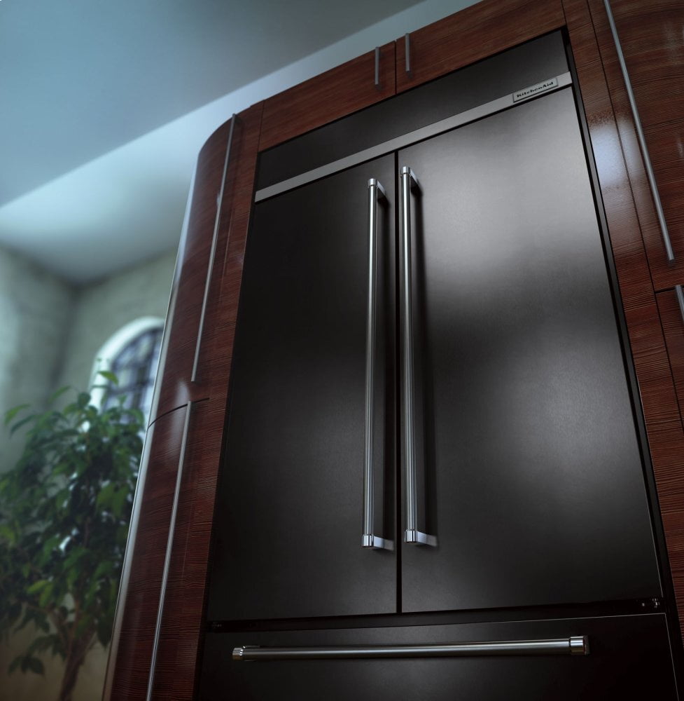 Kitchenaid KBFN502EBS 24.2 Cu. Ft. 42" Width Built-In Stainless French Door Refrigerator With Platinum Interior Design - Black Stainless Steel With Printshield™ Finish