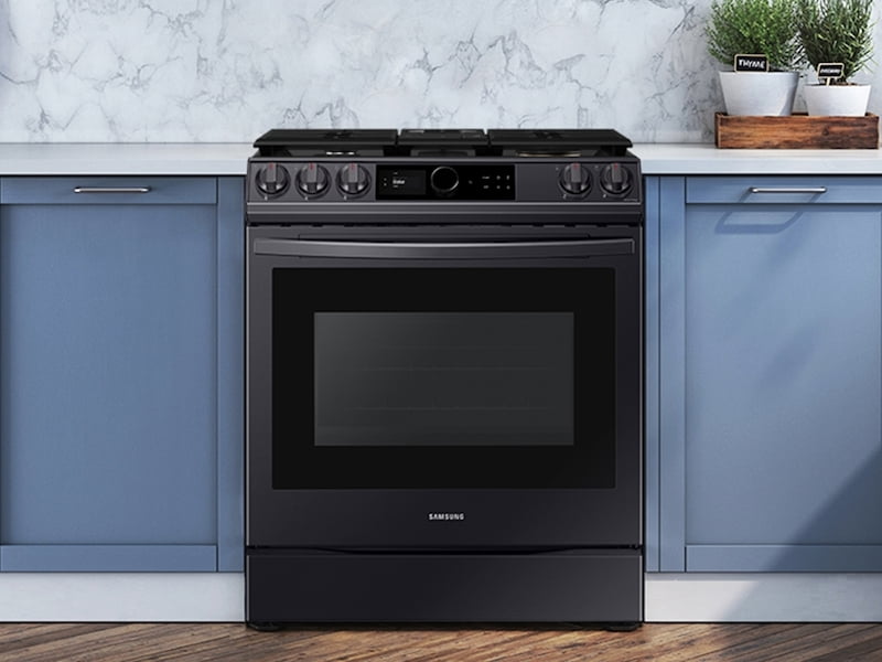 Samsung NX60T8711SG 6.0 Cu. Ft Front Control Slide-In Gas Range With Smart Dial, Air Fry & Wi-Fi In Black Stainless Steel