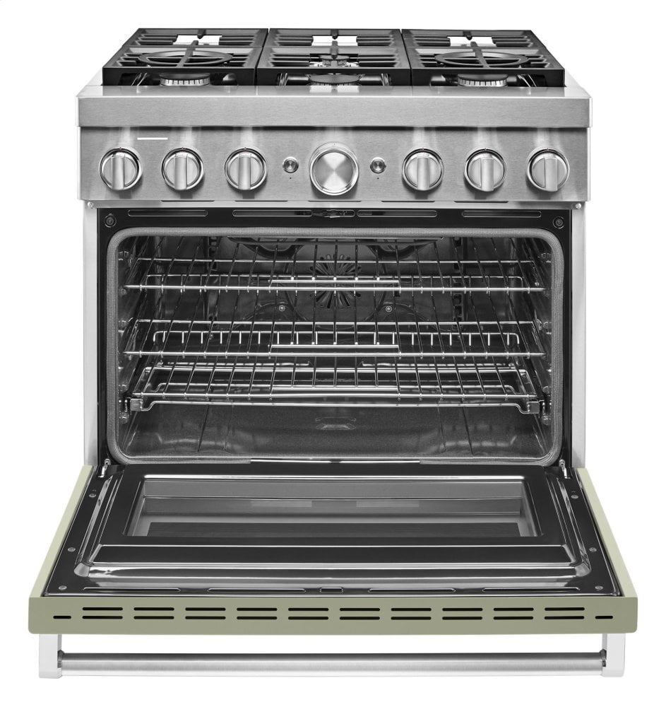 Kitchenaid KFDC506JAV Kitchenaid® 36'' Smart Commercial-Style Dual Fuel Range With 6 Burners - Avocado Cream
