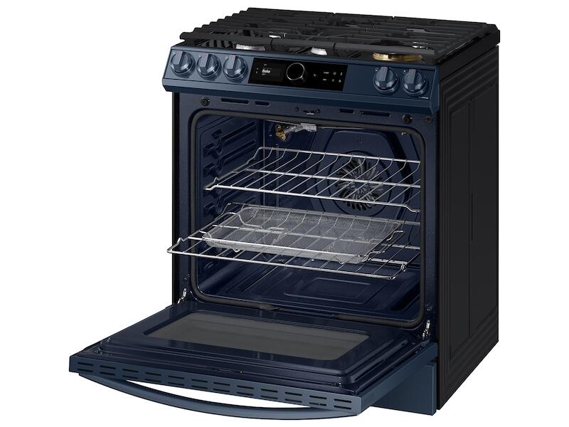 Samsung NX60A8711QN 6.0 Cu. Ft. Smart Bespoke Slide-In Gas Range With Smart Dial & Air Fry In Navy Steel