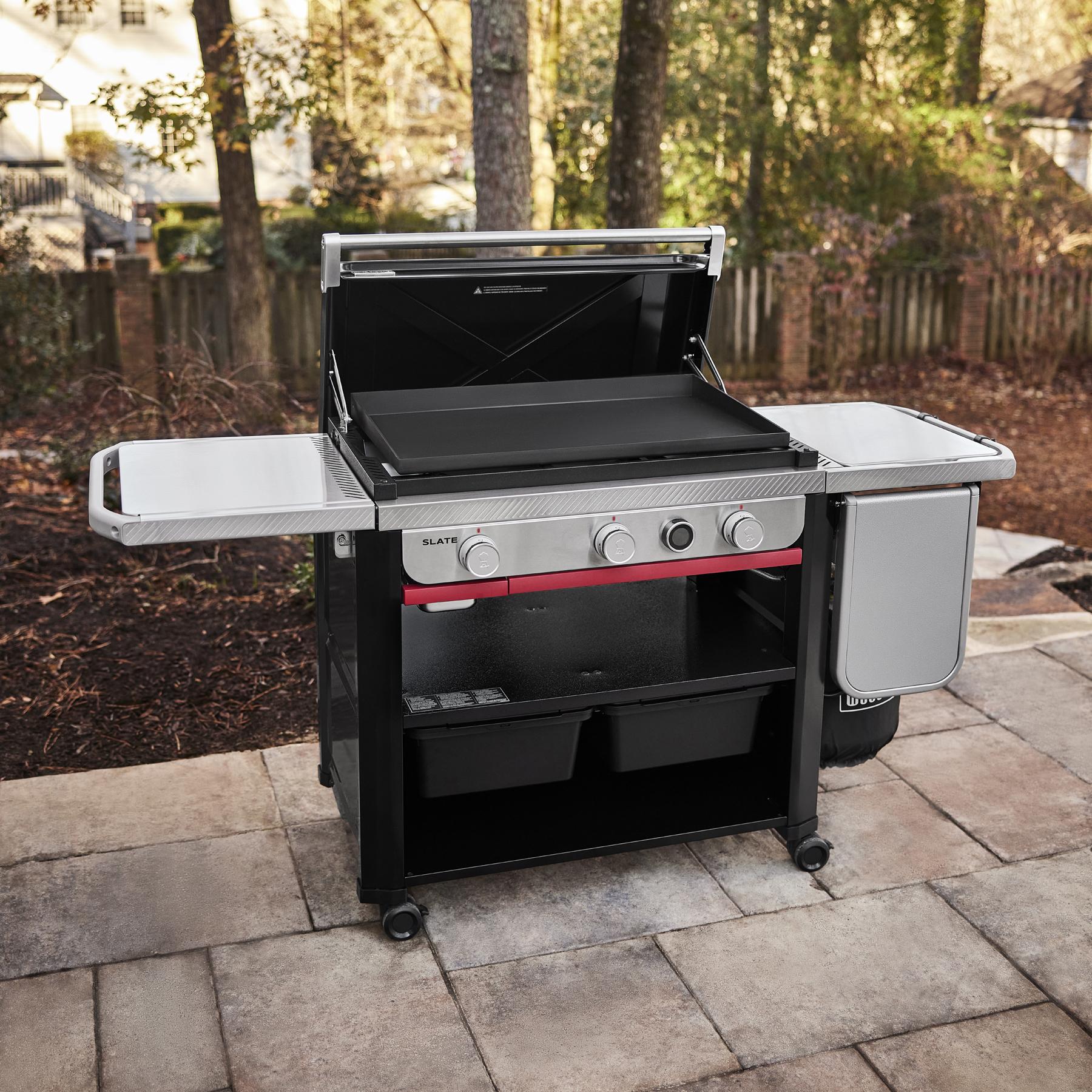 Weber 1500013 Slate™ 30" Rust-Resistant Griddle With Extendable Side Table - Black