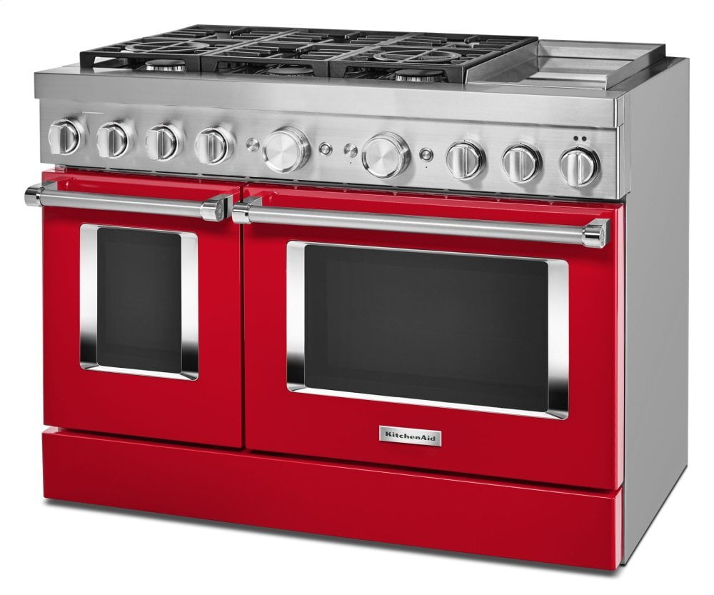 Kitchenaid KFDC558JPA Kitchenaid® 48'' Smart Commercial-Style Dual Fuel Range With Griddle - Passion Red