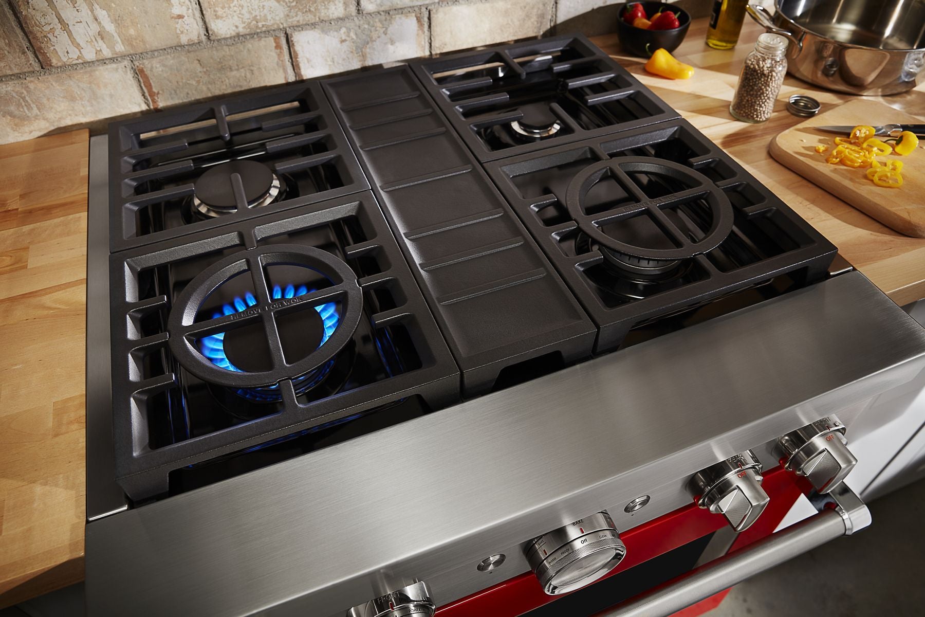 Kitchenaid KFGC500JPA Kitchenaid® 30'' Smart Commercial-Style Gas Range With 4 Burners - Passion Red