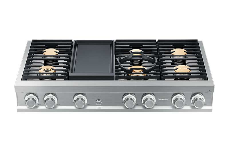 Dacor DTT48M976HS 48" Rangetop, Silver Stainless Steel, High Altitude Natural Gas
