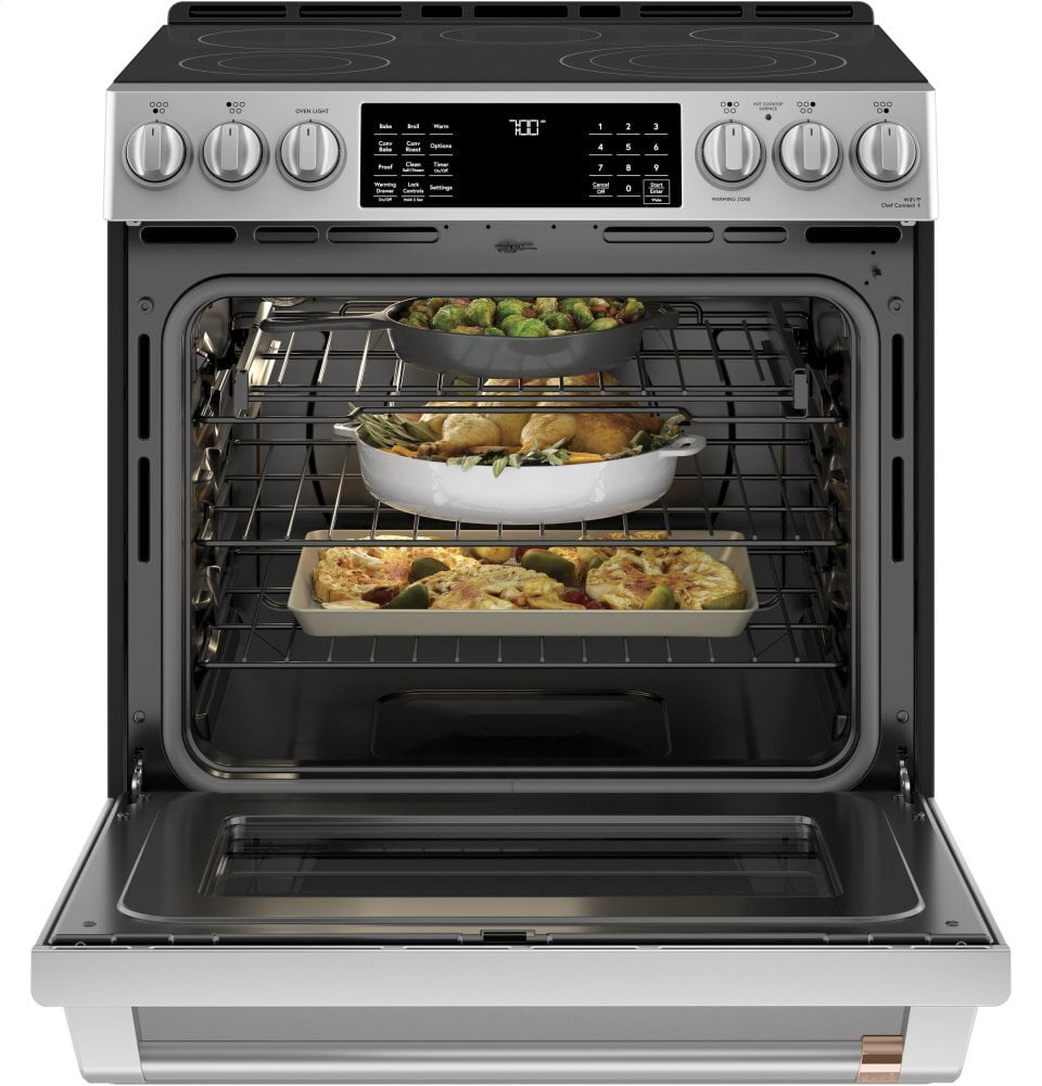 Cafe CES700P2MS1 Café 30" Smart Slide-In, Front-Control, Radiant And Convection Range
