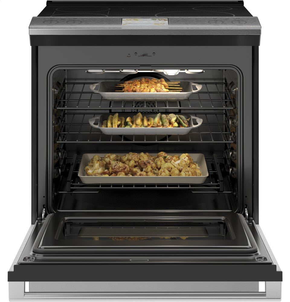 Cafe CHS900M2NS5 Café 30" Smart Slide-In, Front-Control, Induction And Convection Range In Platinum Glass