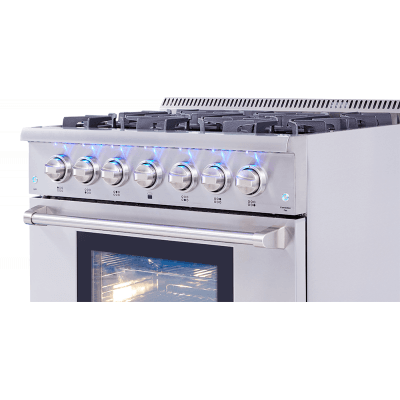 Thor Kitchen HRD3606U 36 Inch Professional Dual Fuel Range In Stainless Steel