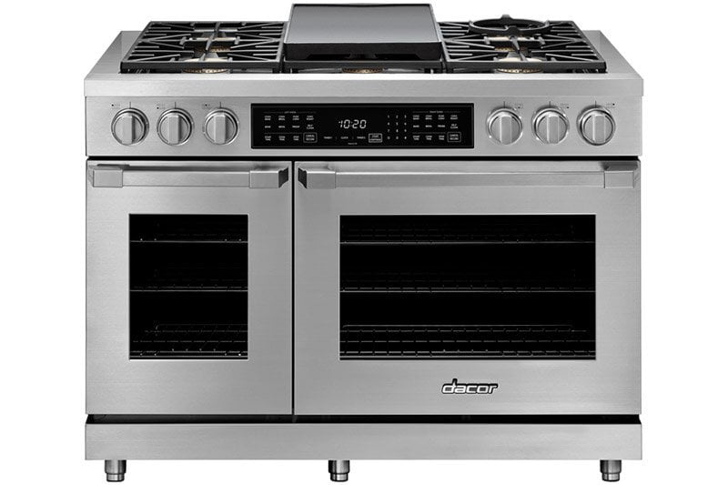 Dacor HDPR48SNG 48" Dual Fuel Pro Range, Silver Stainless Steel, Natural Gas