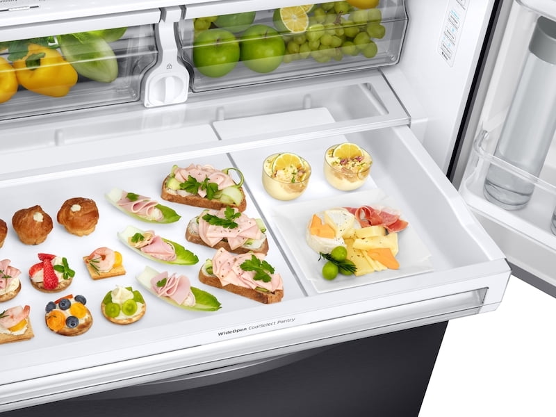 Samsung RF28R6201SG 28 Cu. Ft. 3-Door French Door, Full Depth Refrigerator With Coolselect Pantry™ In Black Stainless Steel