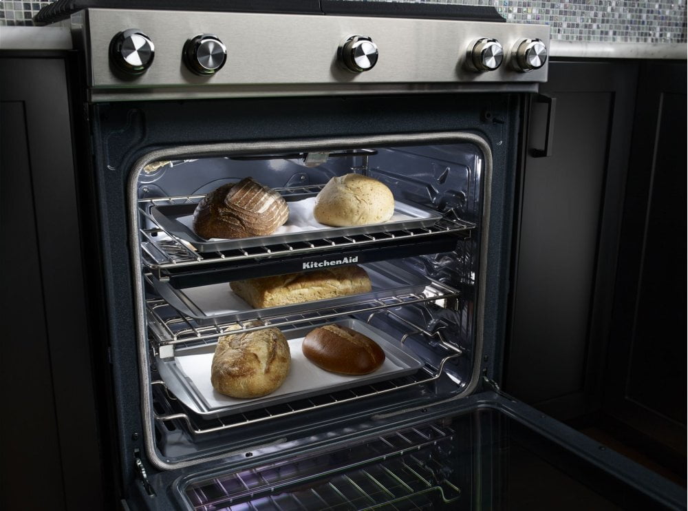 Kitchenaid KSDB900ESS 30-Inch 5-Burner Dual Fuel Convection Slide-In Range With Baking Drawer - Stainless Steel