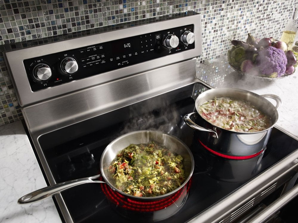 Kitchenaid KFED500ESS 30-Inch 5 Burner Electric Double Oven Convection Range - Stainless Steel