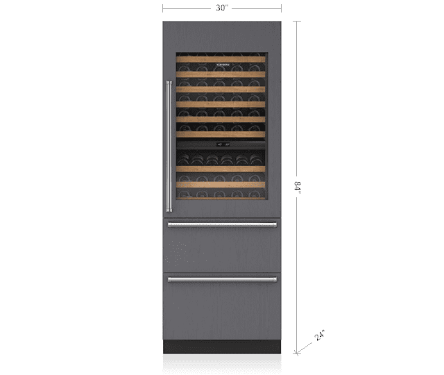 Sub-Zero IW30CIARH 30" Designer Wine Storage With Refrigerator/Freezer Drawers - Panel Ready
