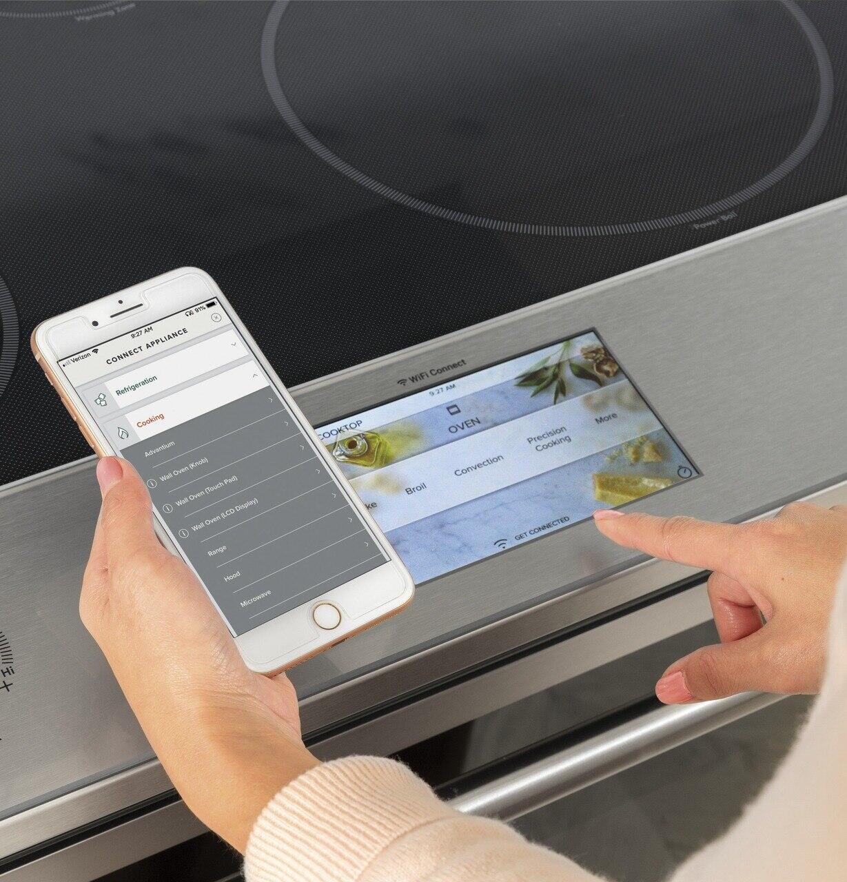 Cafe CHS90XM2NS5 Café 30" Smart Slide-In, Front-Control, Induction And Convection Range With In-Oven Camera In Platinum Glass