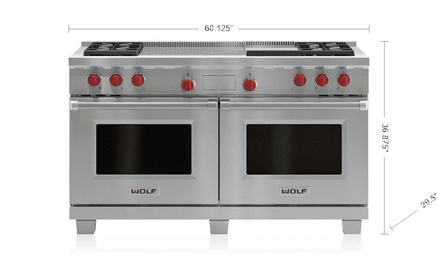 Wolf DF604GF 60" Dual Fuel Range - 4 Burners, Infrared Griddle And French Top