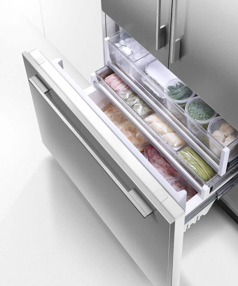 Fisher & Paykel RS36A72U1N Integrated French Door Refrigerator Freezer, 36", Ice & Water