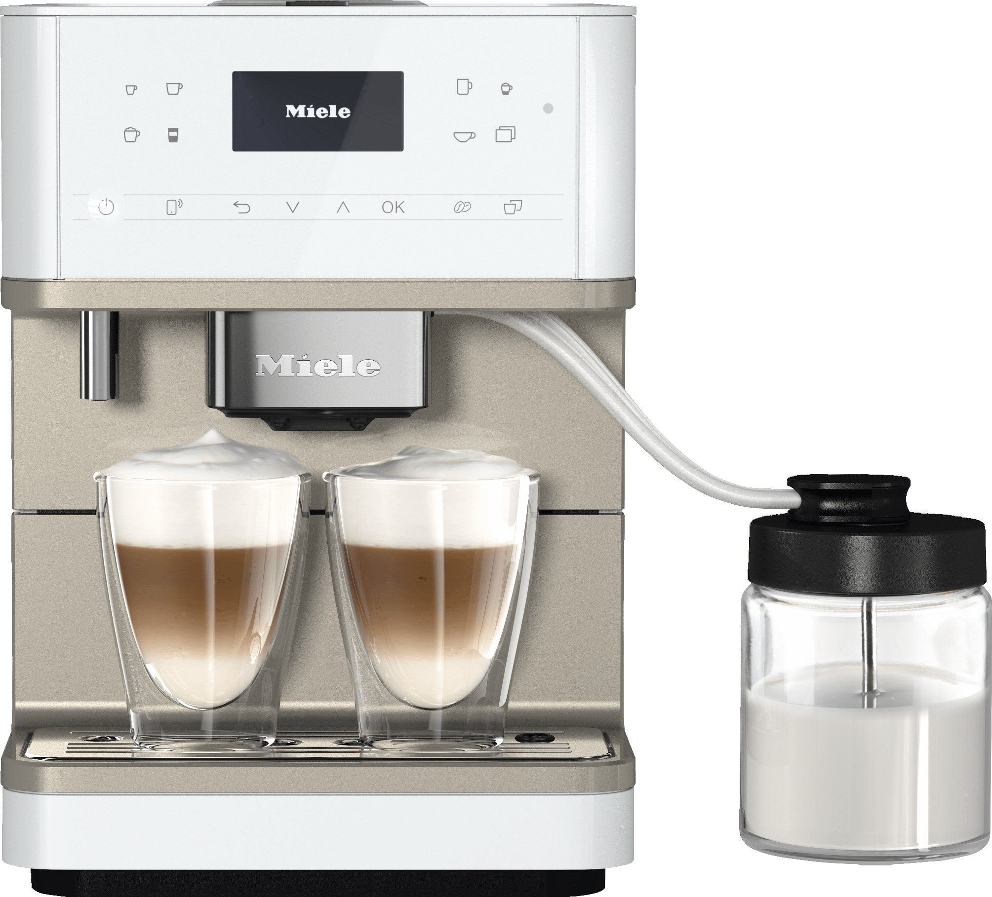 Miele CM6360 MILK PERFECTION WHITE   Countertop Coffee Machine With Wifi Conn@Ct, High-Quality Milk Container, And Many Specialty Coffees.