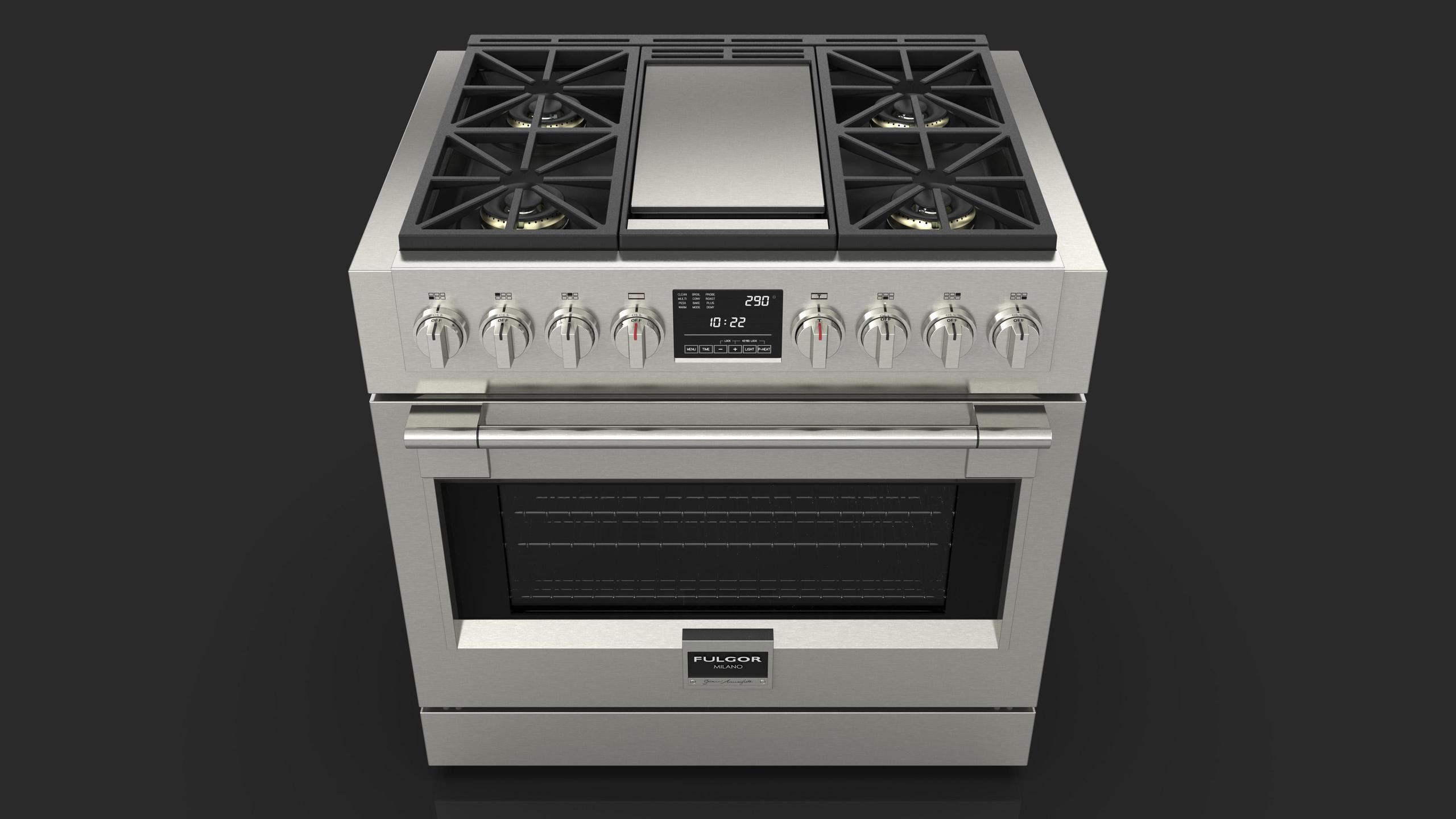 Fulgor Milano F6PDF364GS1 36 Dual Fuel Pro Range With Griddle