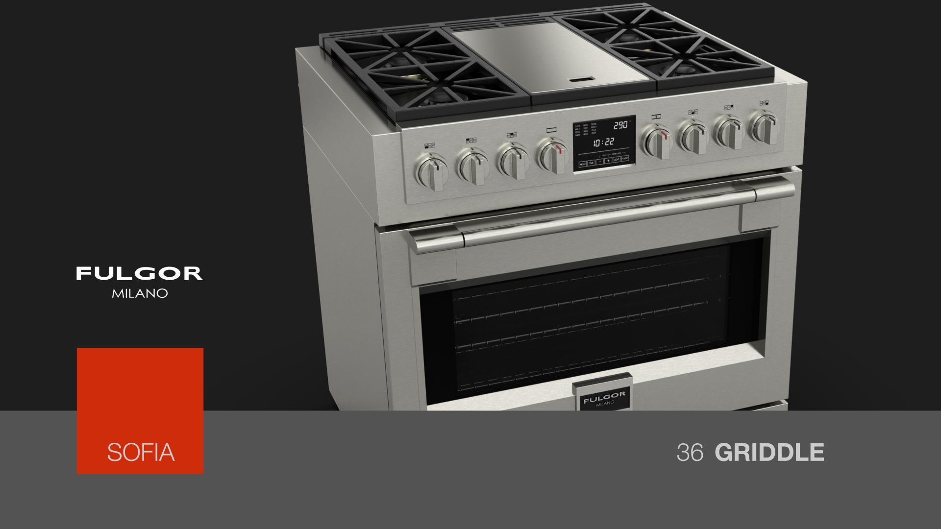 Fulgor Milano F6PDF364GS1 36 Dual Fuel Pro Range With Griddle