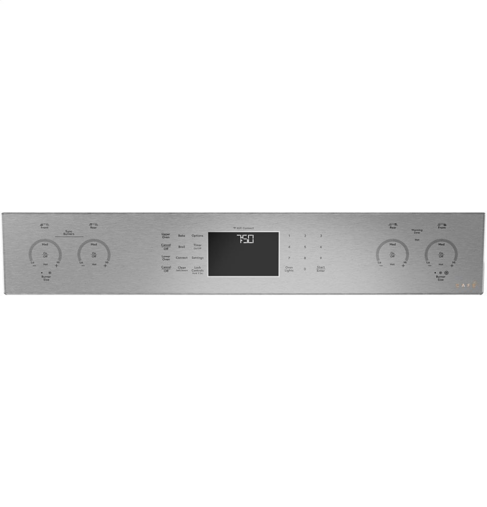 Cafe CES750M2NS5 Café 30" Smart Slide-In, Front-Control, Radiant And Convection Double-Oven Range In Black