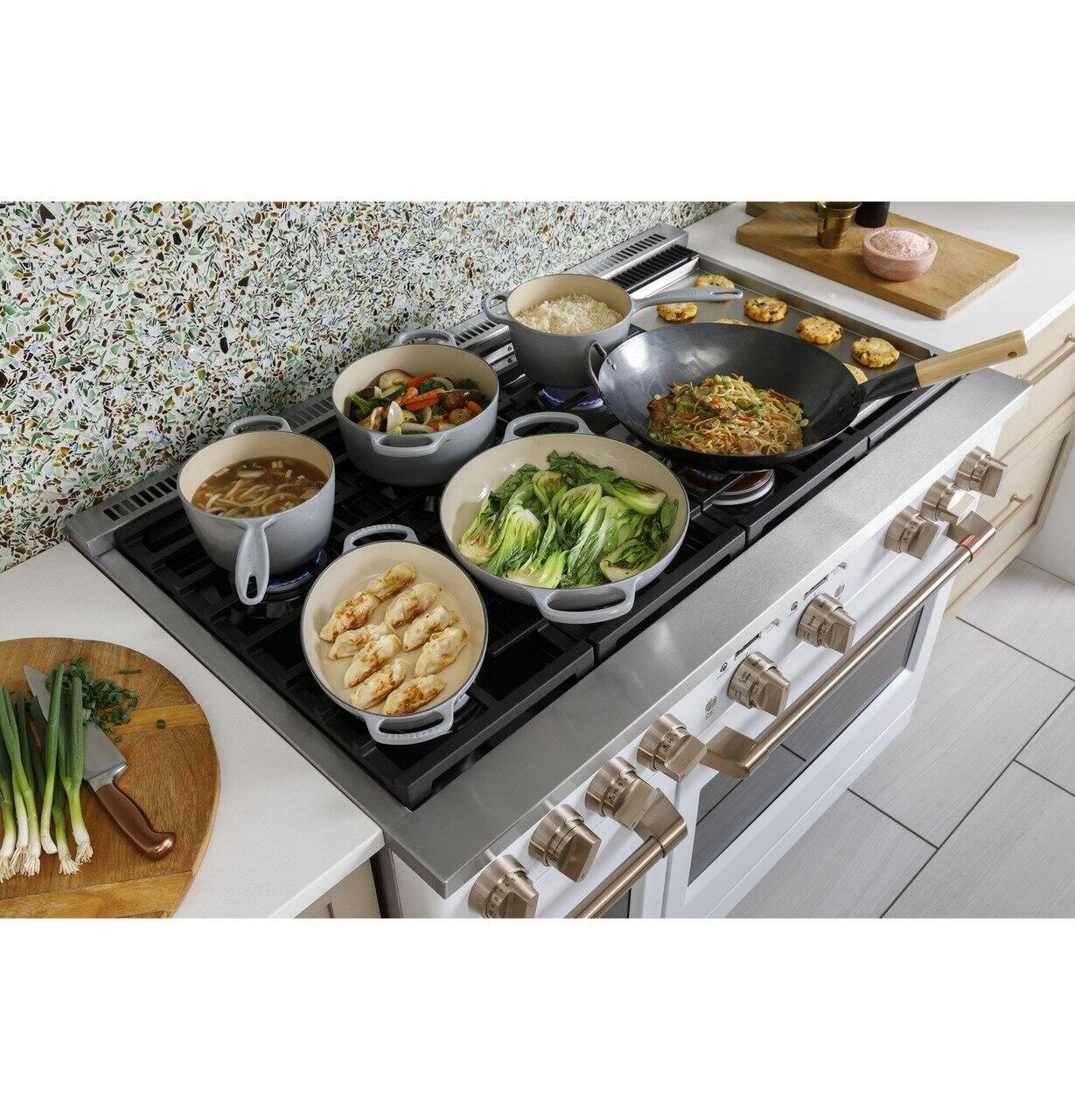 Cafe C2Y486P3TD1 Café™ 48" Smart Dual-Fuel Commercial-Style Range With 6 Burners And Griddle (Natural Gas)