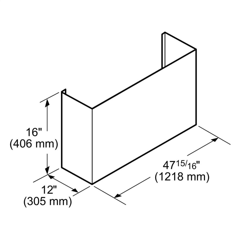 Thermador DCT4816W 16-Inch Tall Duct Cover For Low-Profile Wall Hoods Dct4816W