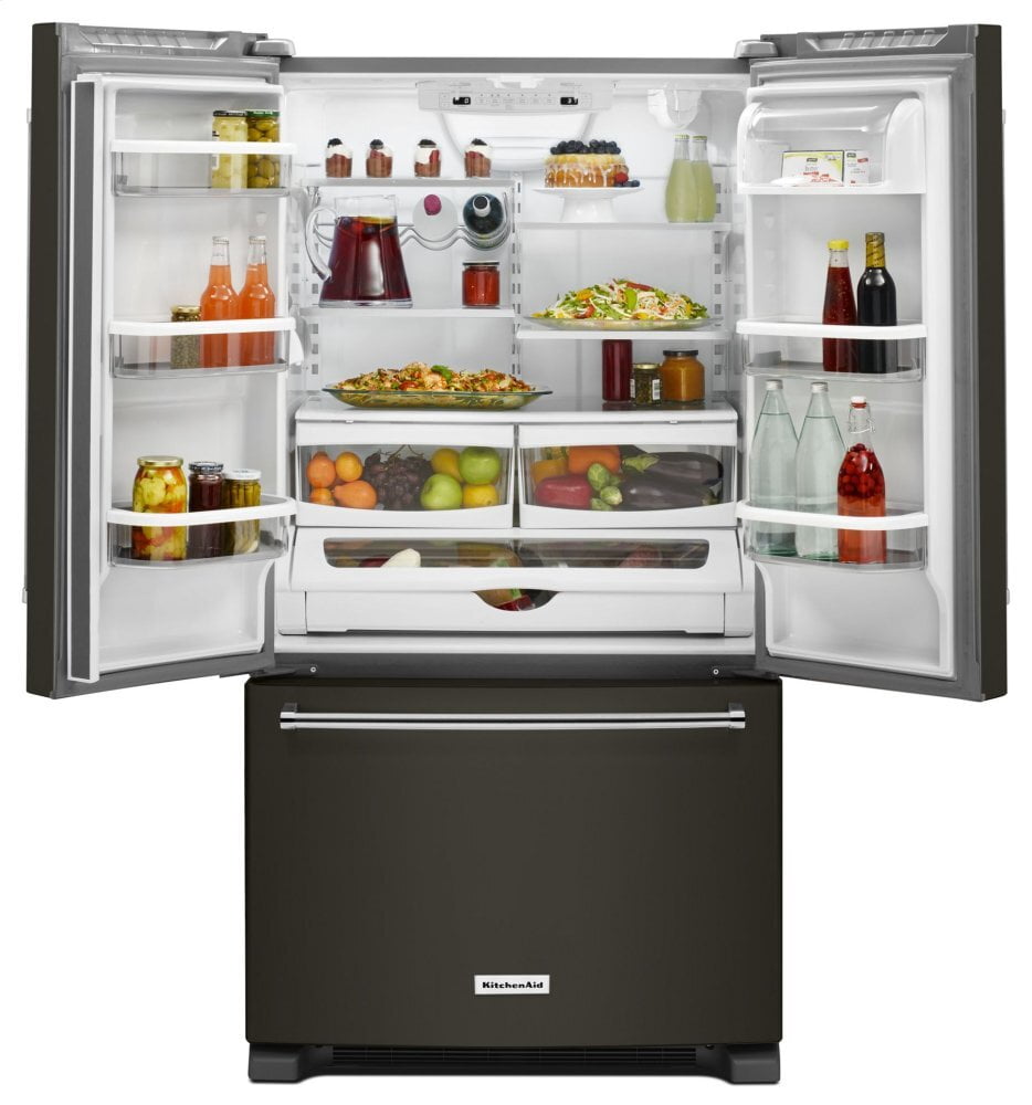 Kitchenaid KRFC300EBS 20 Cu. Ft. 36-Inch Width Counter-Depth French Door Refrigerator With Interior Dispense - Black Stainless Steel With Printshield™ Finish