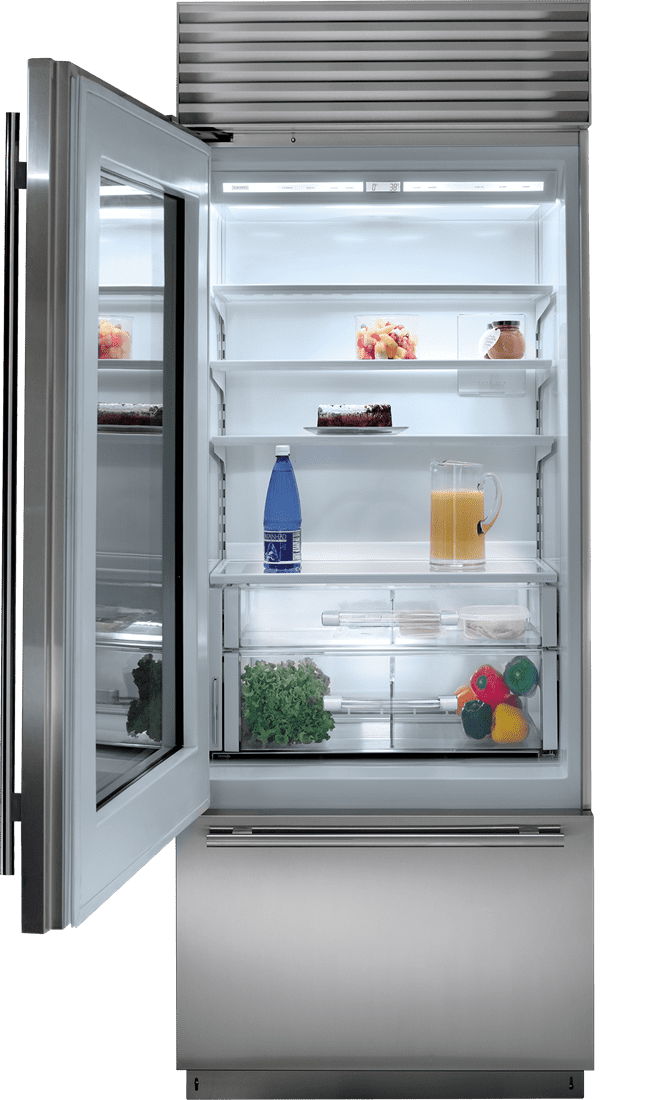 Sub-Zero BI30UGOLH 30" Classic Over-And-Under Refrigerator/Freezer With Glass Door - Panel Ready