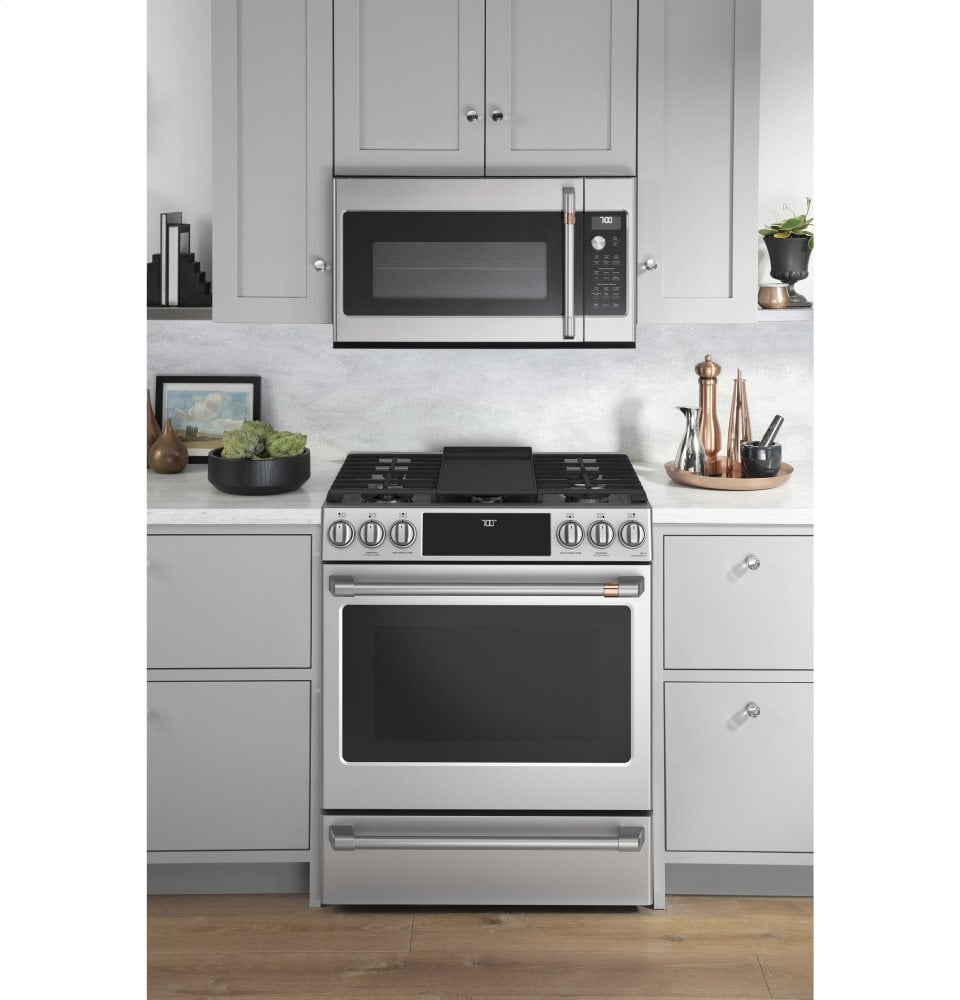 Cafe CGS700P2MS1 Café 30" Smart Slide-In, Front-Control, Gas Range With Convection Oven