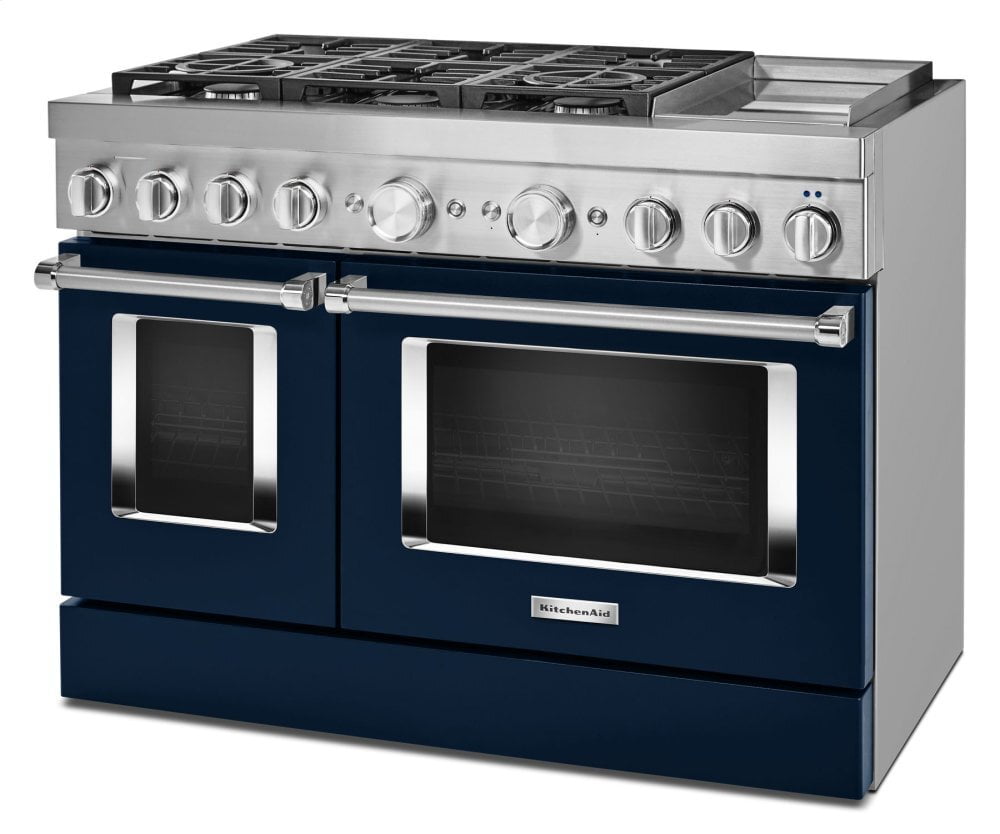 Kitchenaid KFDC558JIB Kitchenaid® 48'' Smart Commercial-Style Dual Fuel Range With Griddle - Ink Blue