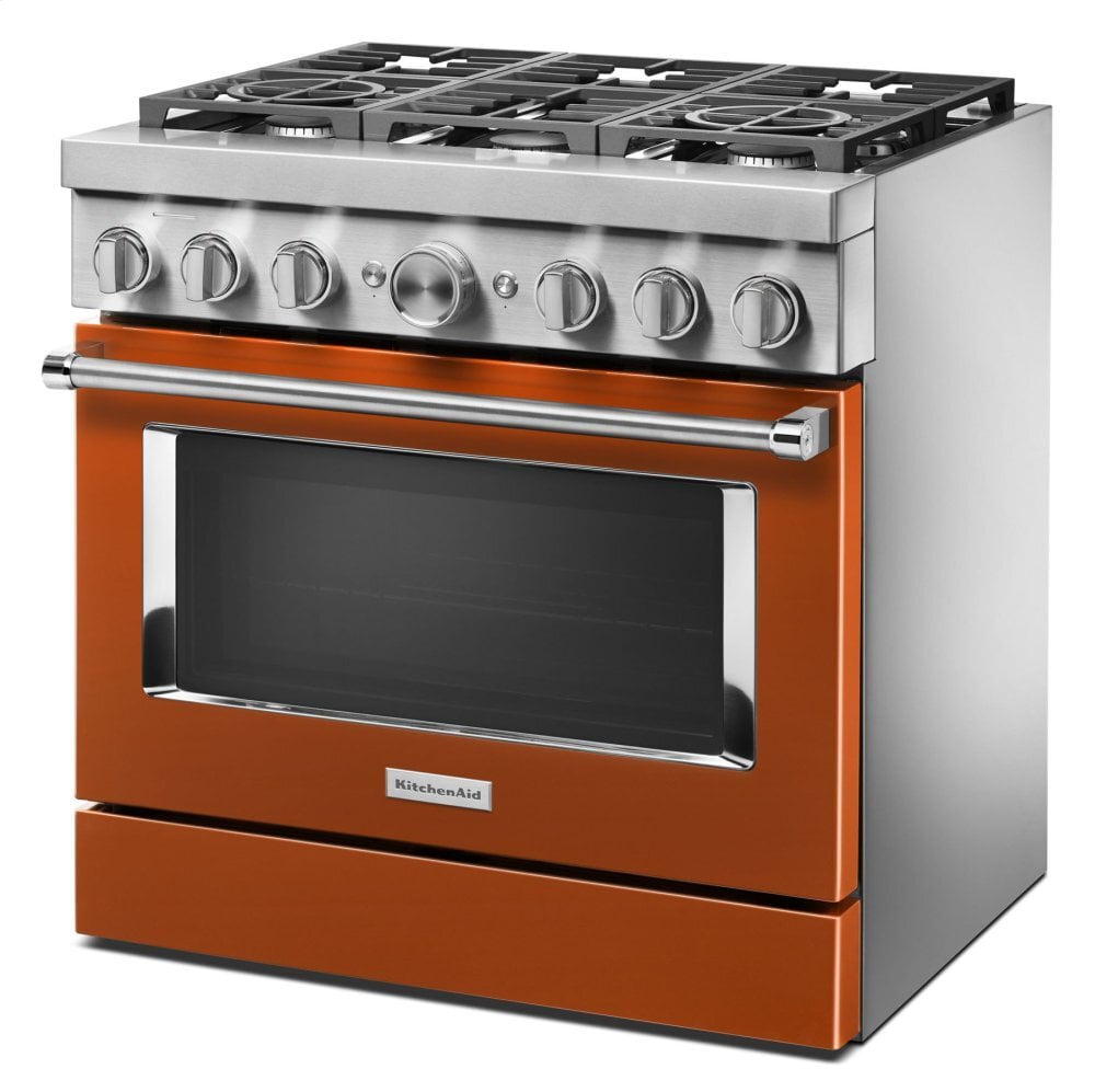 Kitchenaid KFDC506JSC Kitchenaid® 36'' Smart Commercial-Style Dual Fuel Range With 6 Burners - Scorched Orange