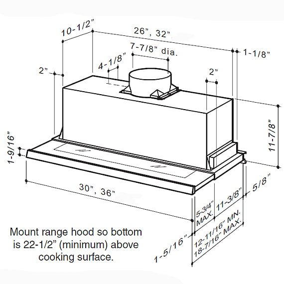 Best Range Hoods U10230SBI 30" Stainless Steel Built-In Range Hood With 575 Max Cfm Internal Blower