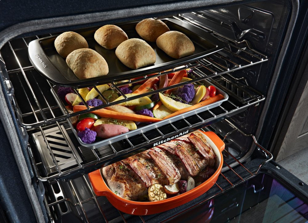 Kitchenaid KSGG700EBS 30-Inch 5-Burner Gas Slide-In Convection Range - Black Stainless Steel With Printshield™ Finish