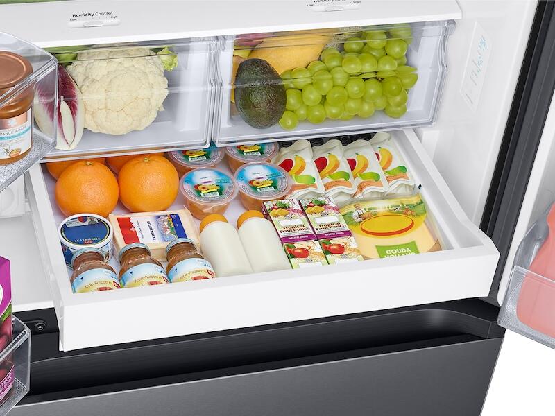 Samsung RF22A4221SG 22 Cu. Ft. Smart 3-Door French Door Refrigerator With External Water Dispenser In Fingerprint Resistant Black Stainless Steel