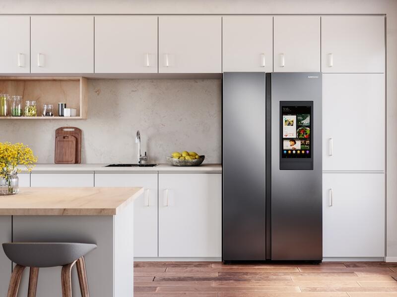 Samsung RS28A5F61SG 27.3 Cu. Ft. Smart Side-By-Side Refrigerator With Family Hub™ In Black Stainless Steel