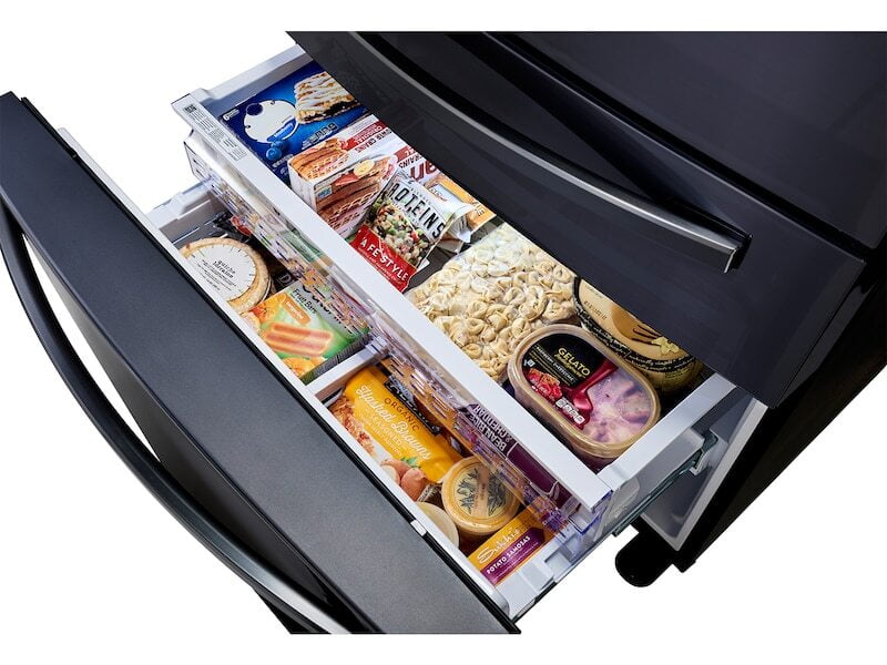 Samsung RF24R7201SG 23 Cu. Ft. Counter Depth 4-Door French Door Refrigerator With Flexzone™ Drawer In Black Stainless Steel
