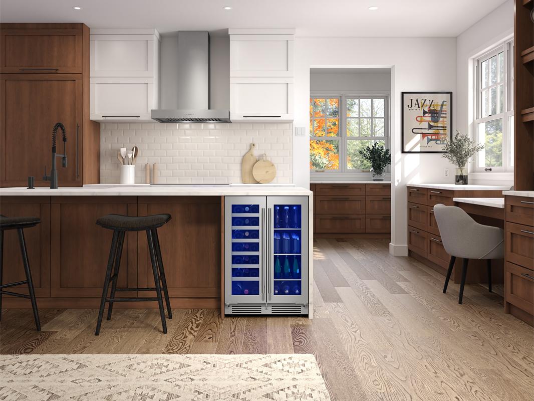Zephyr PRWB24C32CG 24" French Door Dual Zone Wine & Beverage Cooler