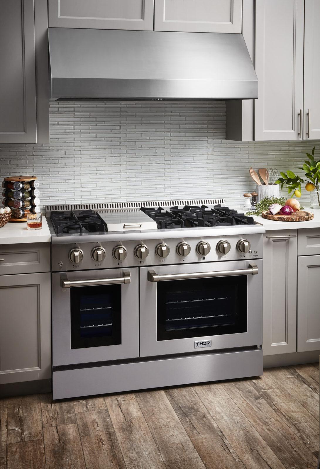 Thor Kitchen HRD4803ULP 48 Inch Professional Dual Fuel Lp Gas Range In Stainless Steel