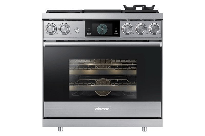 Dacor DOP36M94DAS 36" Pro Dual-Fuel Steam Range, Silver Stainless Steel, Liquid Propane/High Altitude