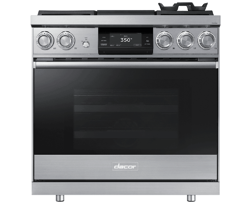 Dacor DOP36M94DPS 36" Pro Dual-Fuel Steam Range, Silver Stainless Steel, Liquid Propane