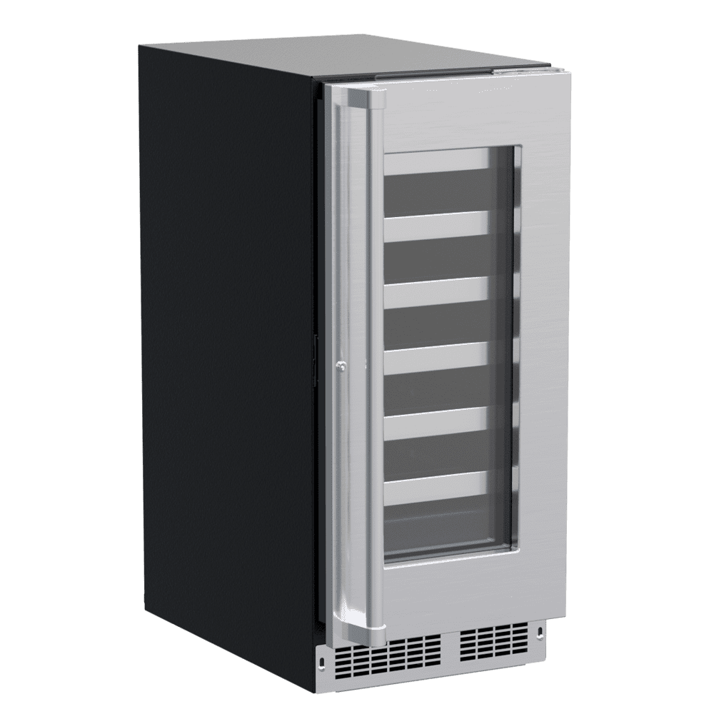 Marvel MPWC415SG31A 15-In Professional Built-In Single Zone Wine Refrigerator With Reversible Hinge With Door Style - Stainless Steel Frame Glass