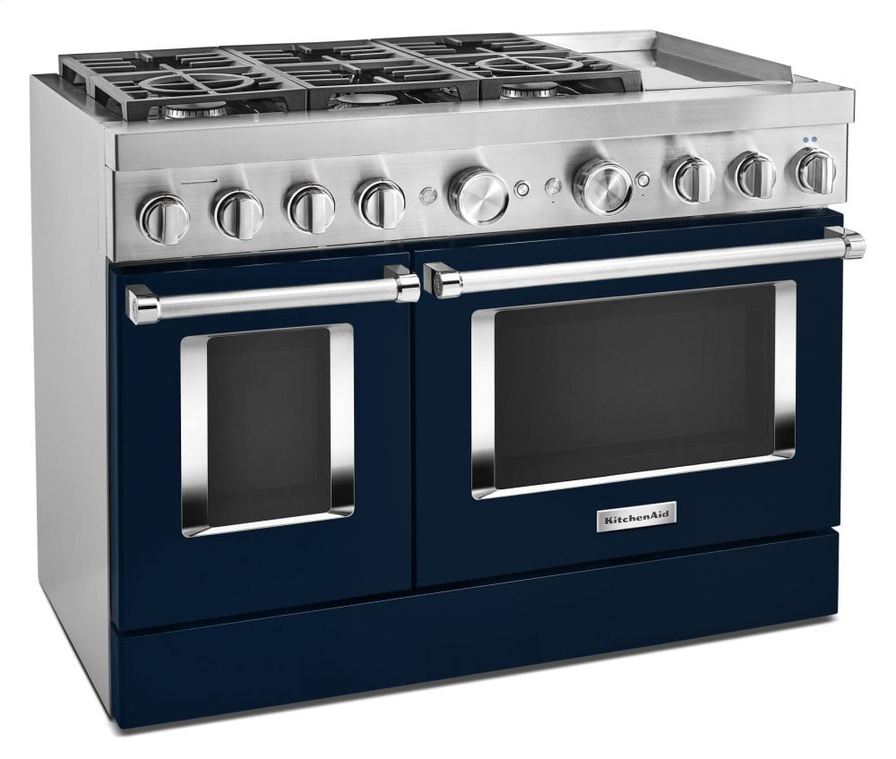 Kitchenaid KFDC558JIB Kitchenaid® 48'' Smart Commercial-Style Dual Fuel Range With Griddle - Ink Blue