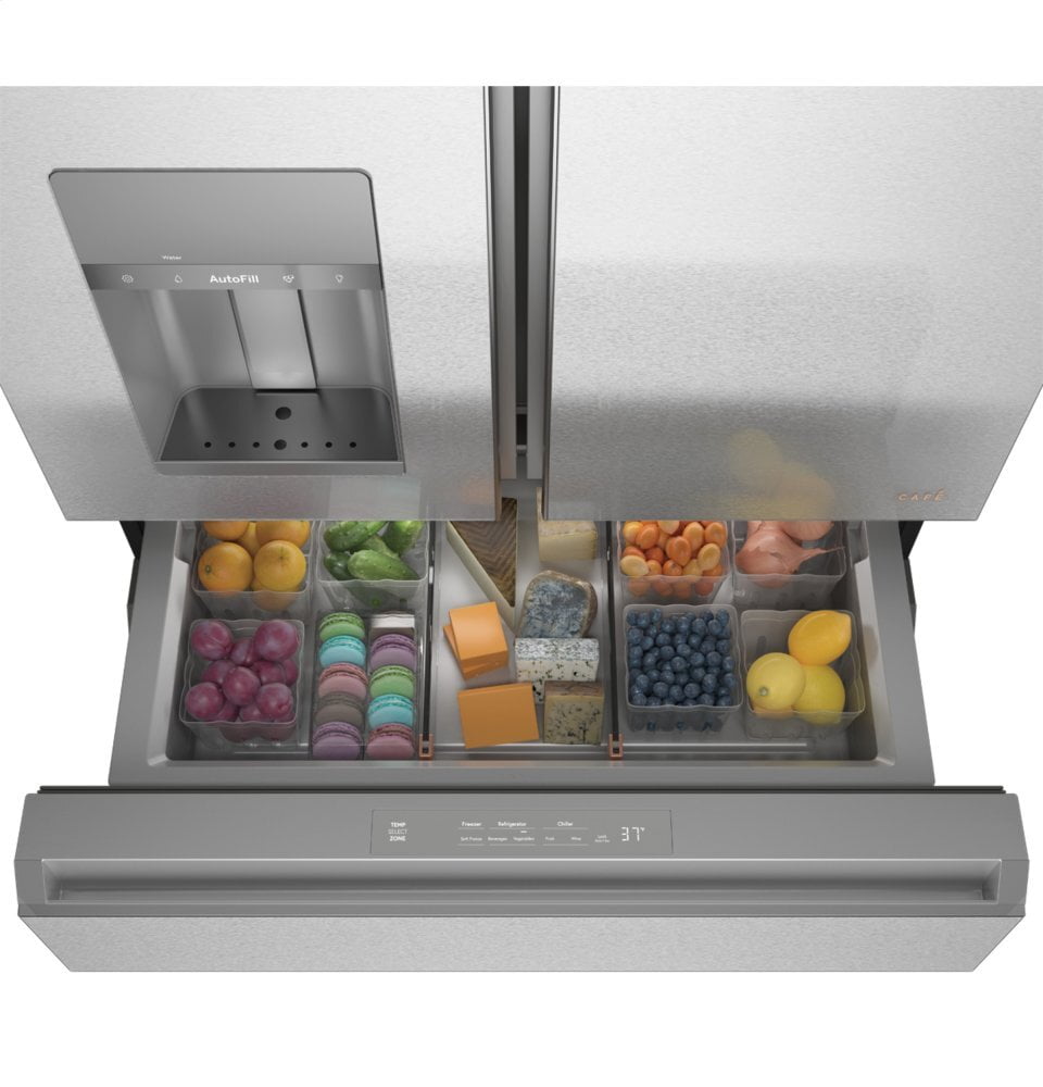 Cafe CVE28DM5NS5 Café Energy Star® 27.8 Cu. Ft. Smart 4-Door French-Door Refrigerator In Platinum Glass