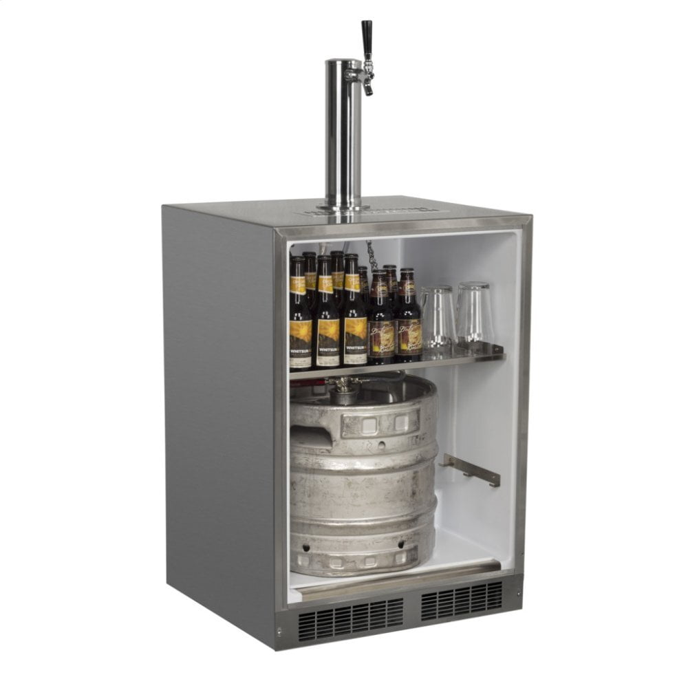 Marvel MO24BSS2LS Outdoor 24" Single Tap Built In Beer Dispenser With Stainless Steel Door - Solid Stainless Steel Door With Lock - Left Hinge