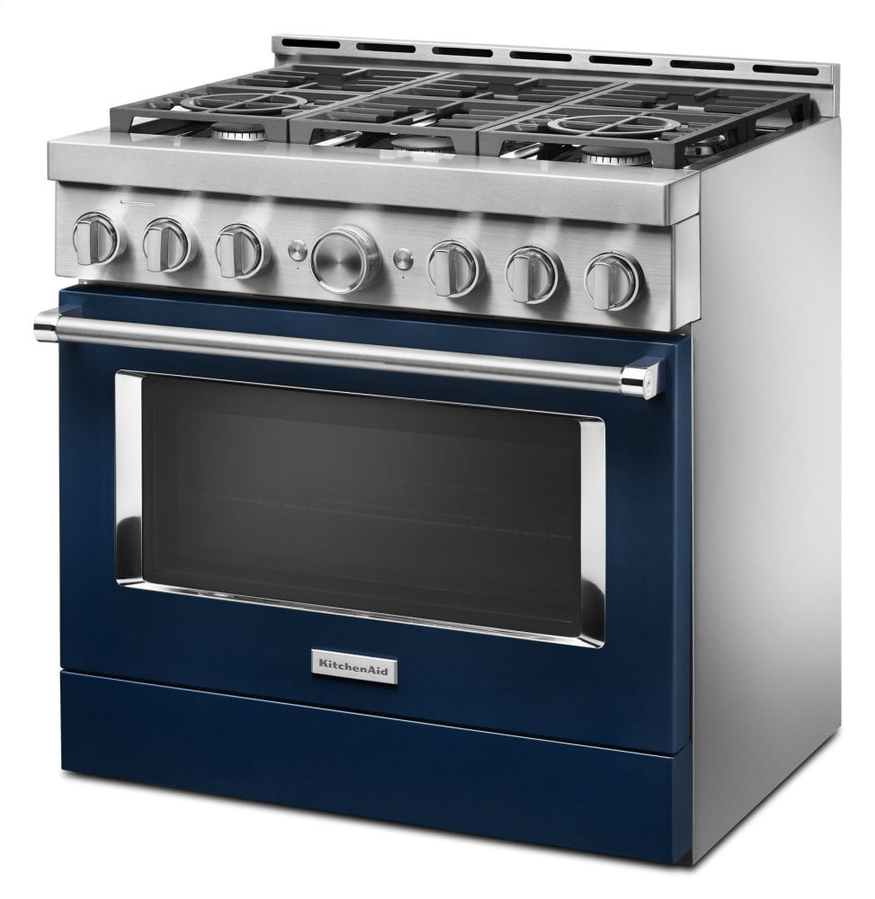 Kitchenaid KFGC506JIB Kitchenaid® 36'' Smart Commercial-Style Gas Range With 6 Burners - Ink Blue