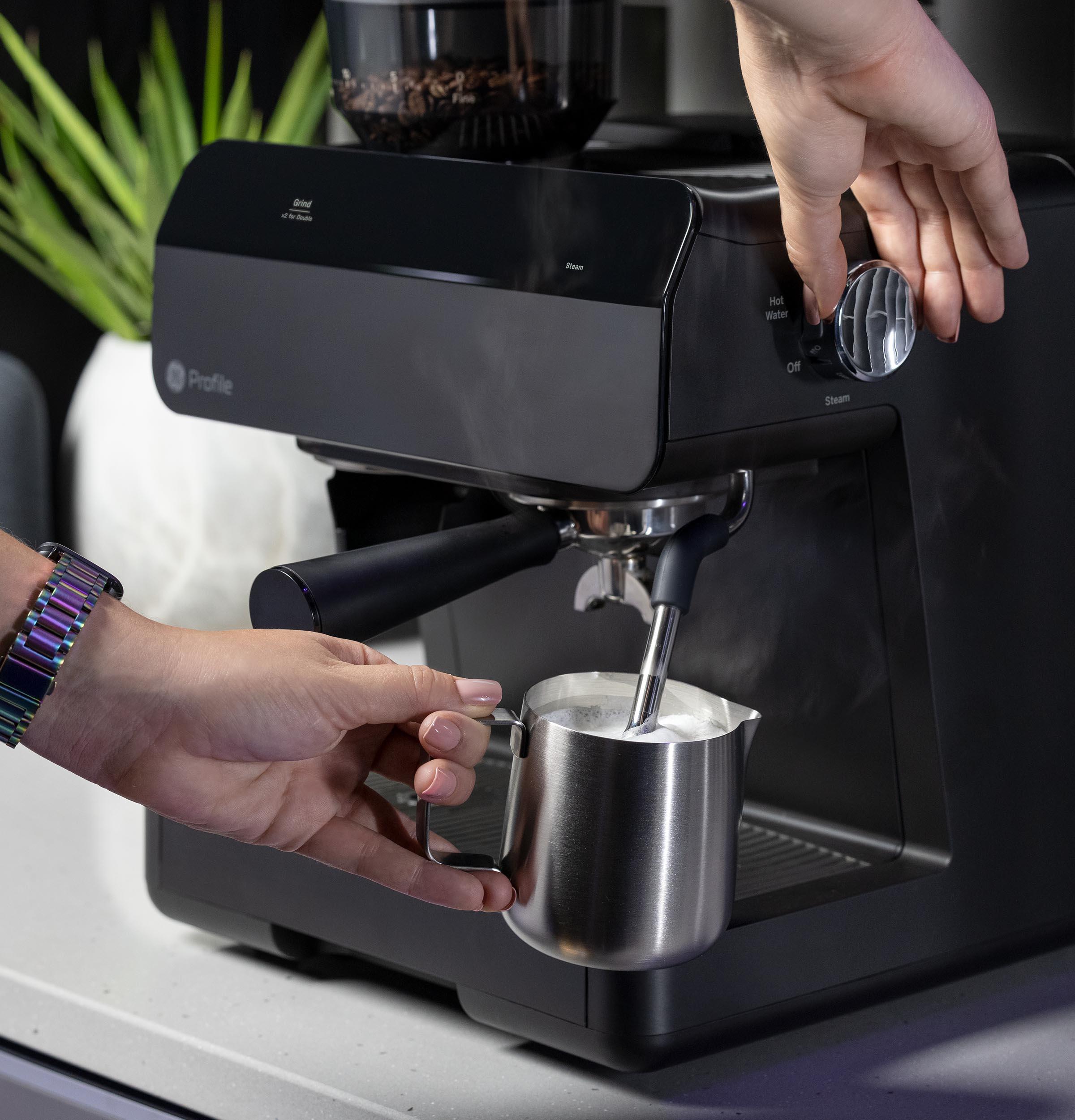 Ge Appliances P7CESAS6RBB Ge Profile™ Semi Automatic Espresso Machine + Frother