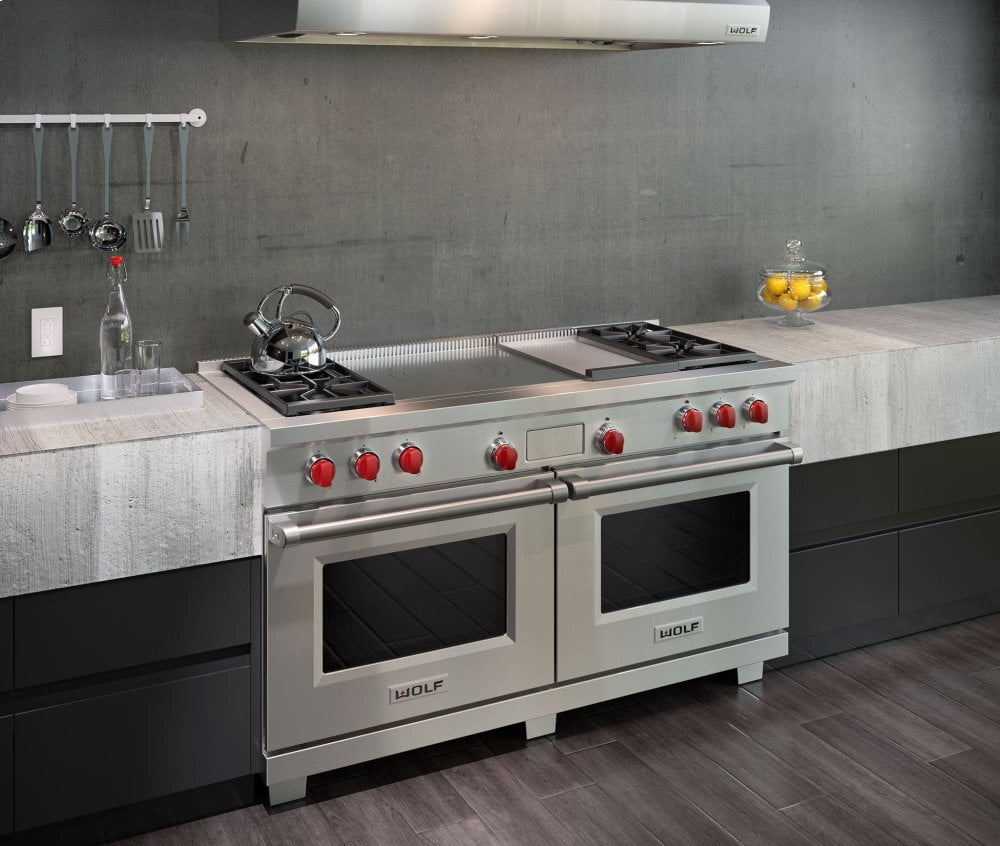 Wolf DF604GF 60" Dual Fuel Range - 4 Burners, Infrared Griddle And French Top