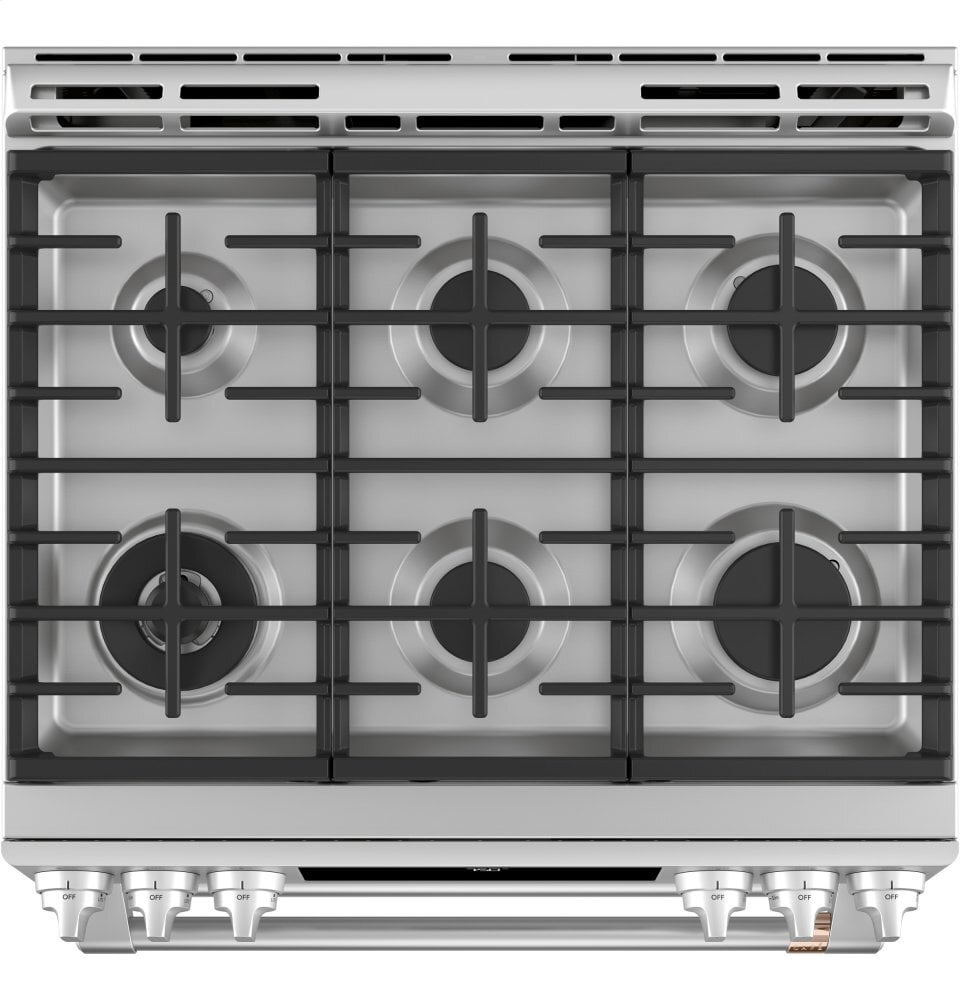 Cafe CGS750P2MS1 Café 30" Smart Slide-In, Front-Control, Gas Double-Oven Range With Convection